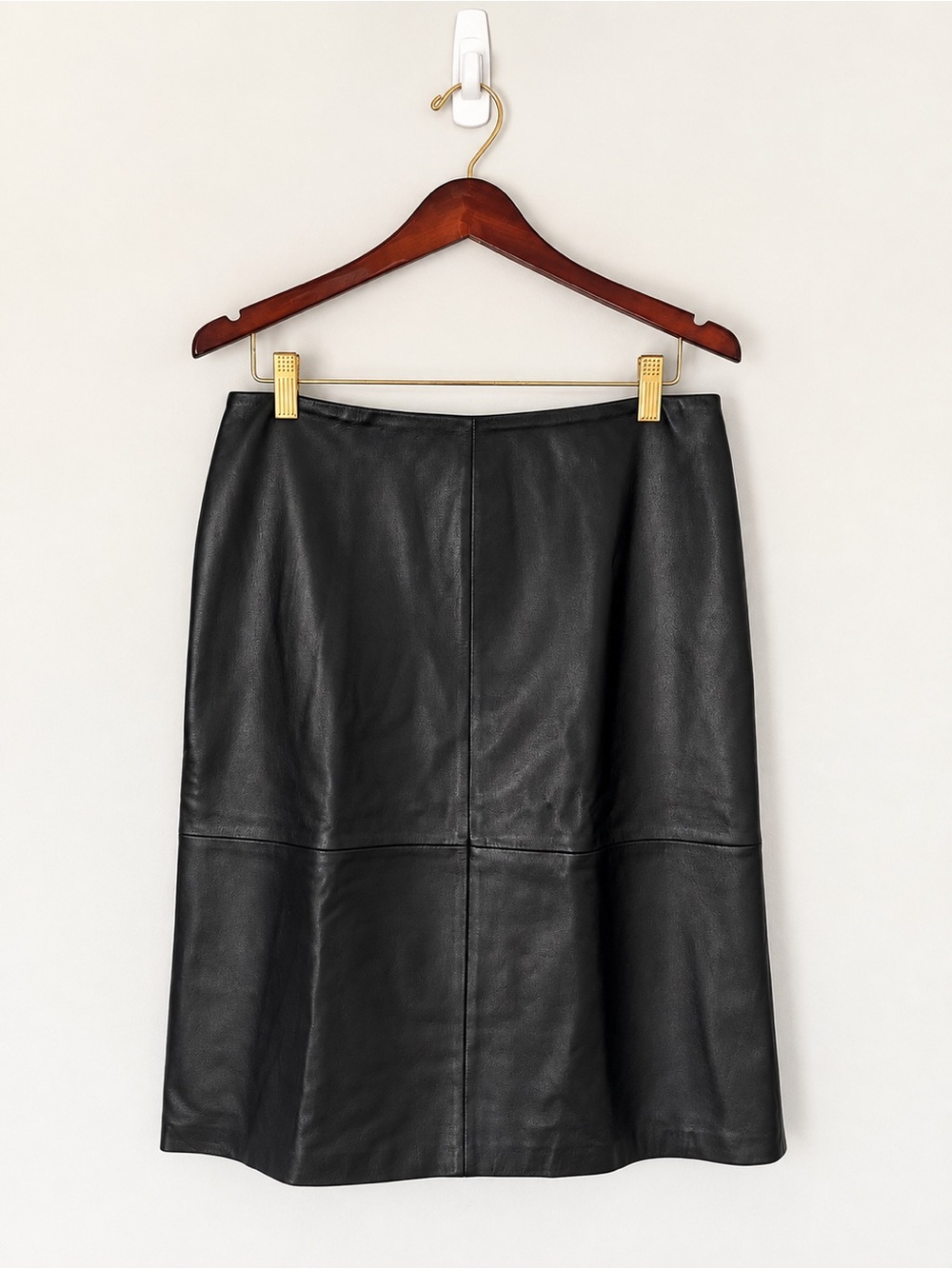 Vintage GAP 100% Genuine Leather Black Midi Skirt Size 10 Y2K
